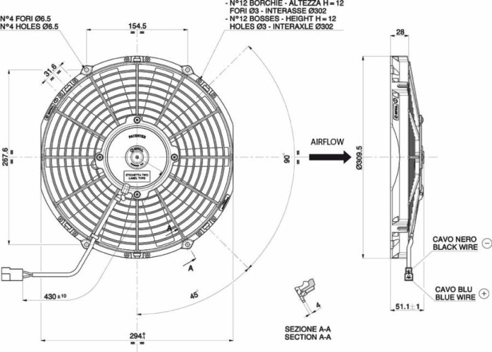 Wentylator Ssący 280/310mm 24V | SPAL VA09-BP12/C-27A
