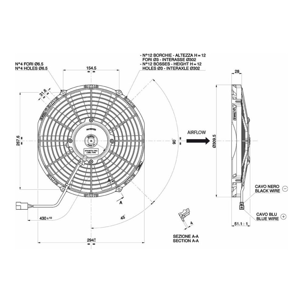 Wentylator Ssący 280/310mm 24V | SPAL VA09-BP12/C-27A