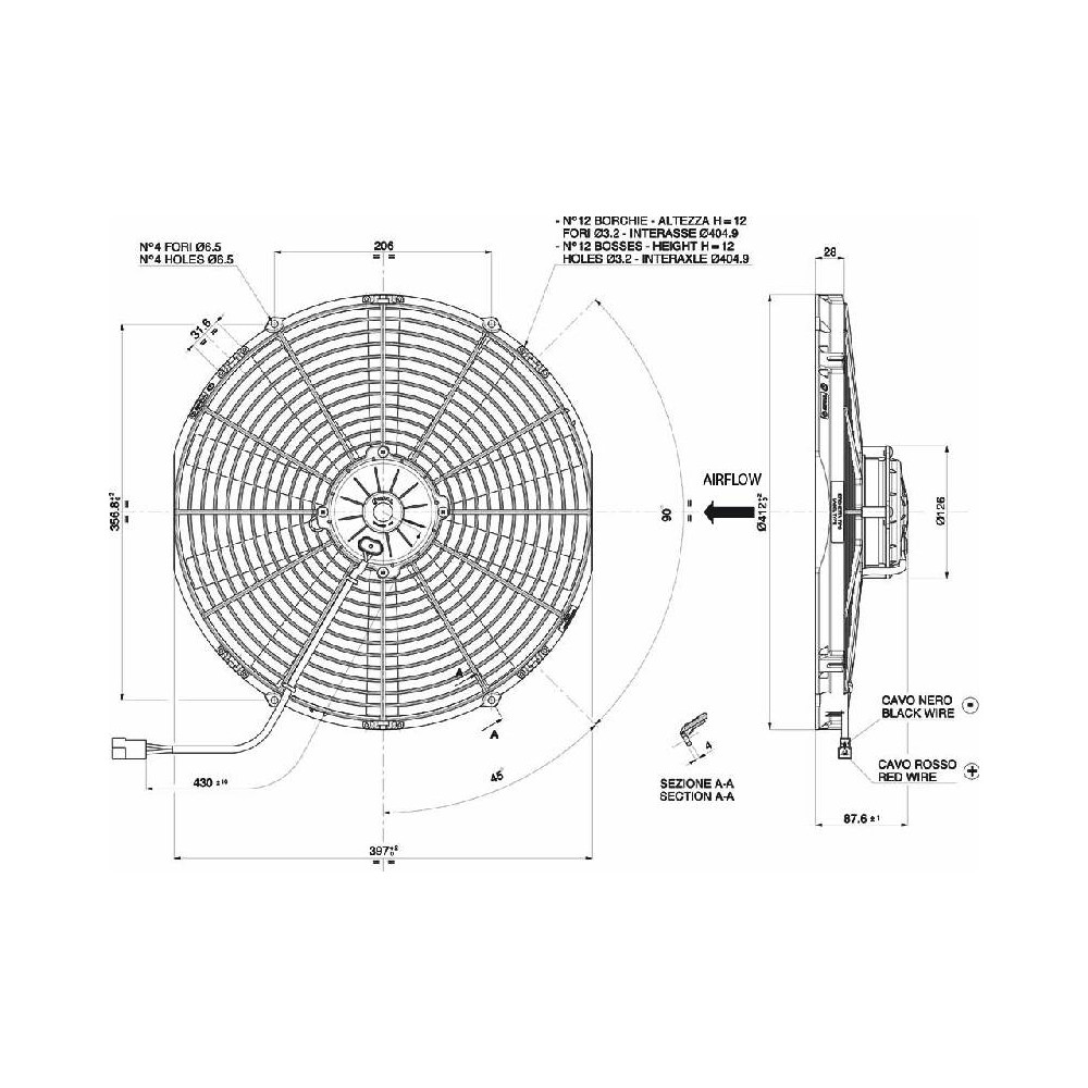 Wentylator Pchający 385/412mm 24V | SPAL VA18-BP70/LL-86S