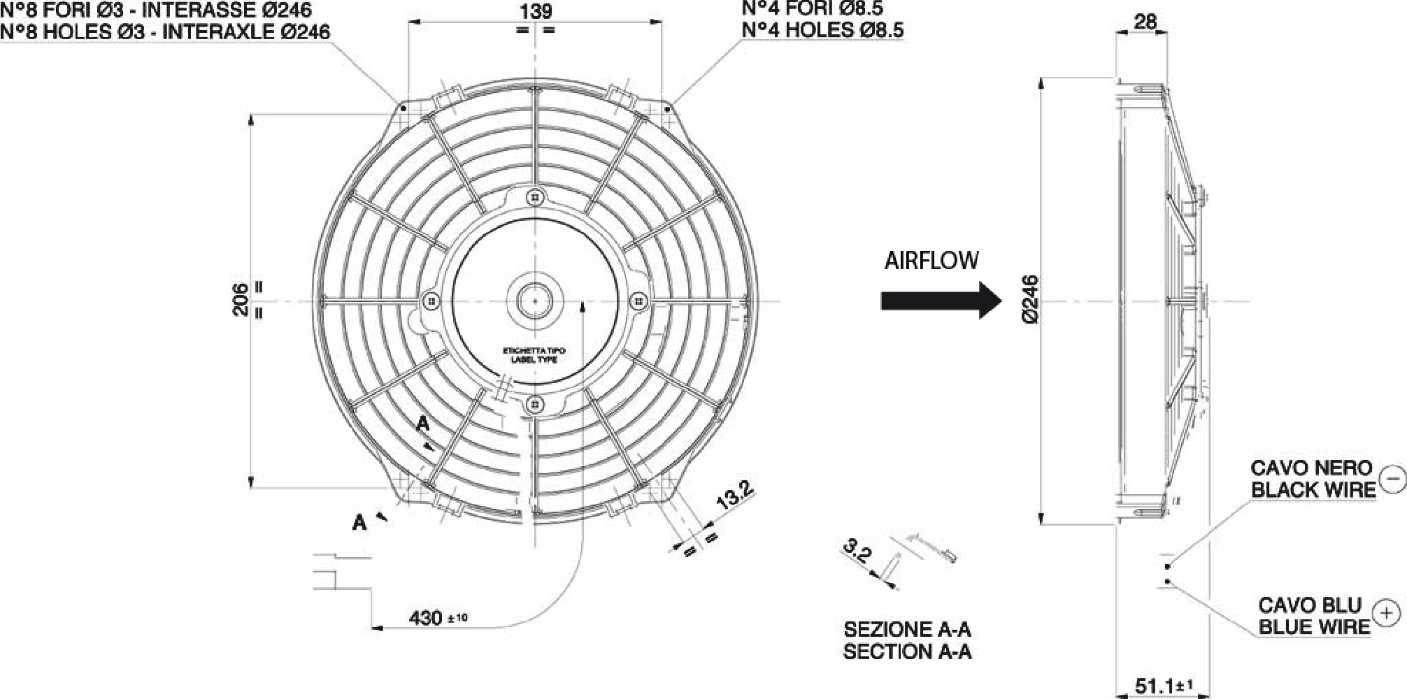 Wentylator Ssący 225/246mm 24V | SPAL VA07-BP7/C-31A
