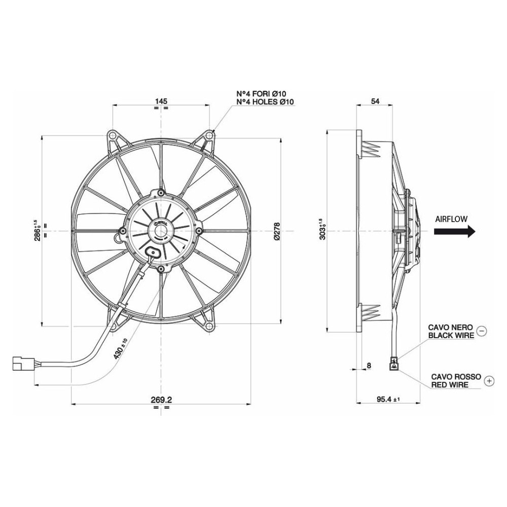 WENTYLATOR SPAL 255/278mm, SSĄCY, 12V, VA15-AP70/LL-39A
