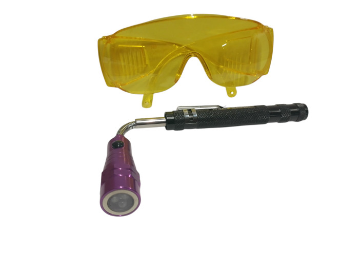 Lampa Teleskopowa TRC 101G – Lampa UV z 3 LED, Okulary Ochronne UV