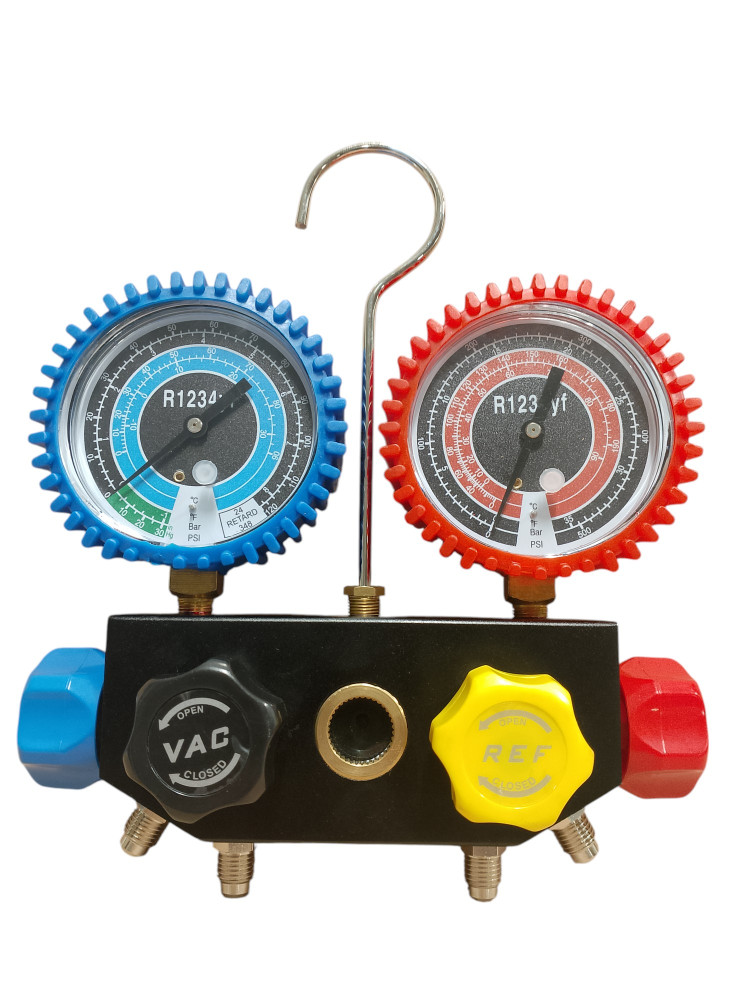Zestaw Manometrów R-134a R1234YF 4 Drogowy Na Zaworach Kulowych | MN1099