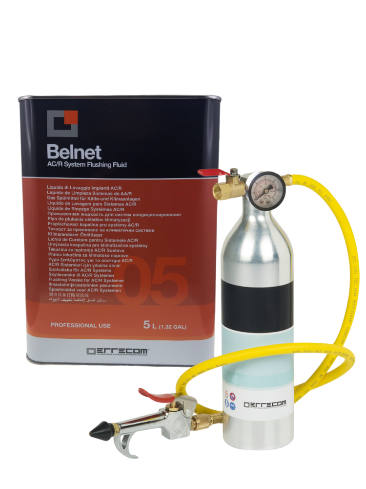 Cylinder do płukania układów A/C + płyn BELNET 5L