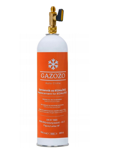 Zawór do butli Gazozo + Auto Clima 350g zamiennik za R134a R12