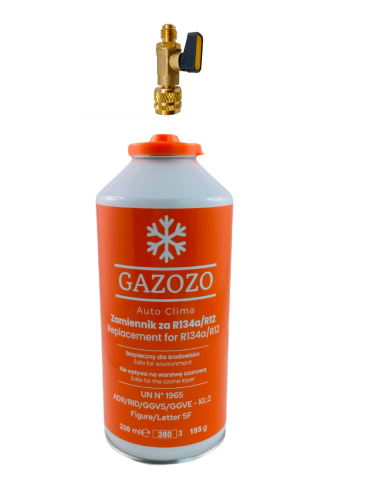 Zawór do butli Gazozo + Auto Clima 330ml zamiennik za R134a i R32